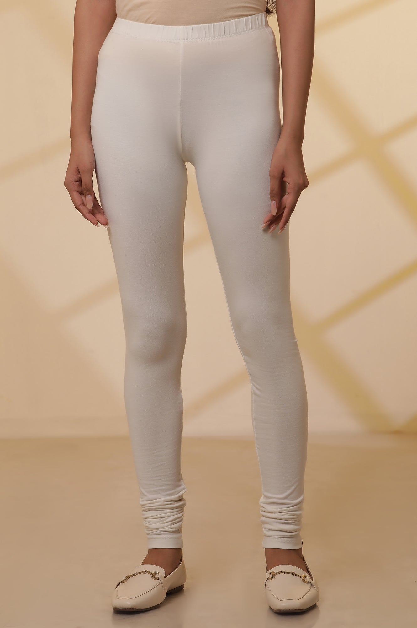 Off-White Cotton Lycra Churidar