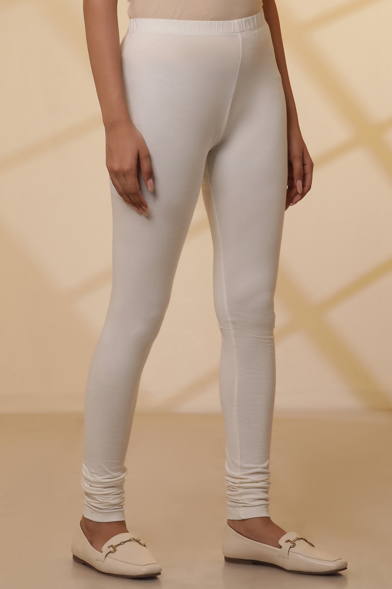 Off-White Cotton Lycra Churidar