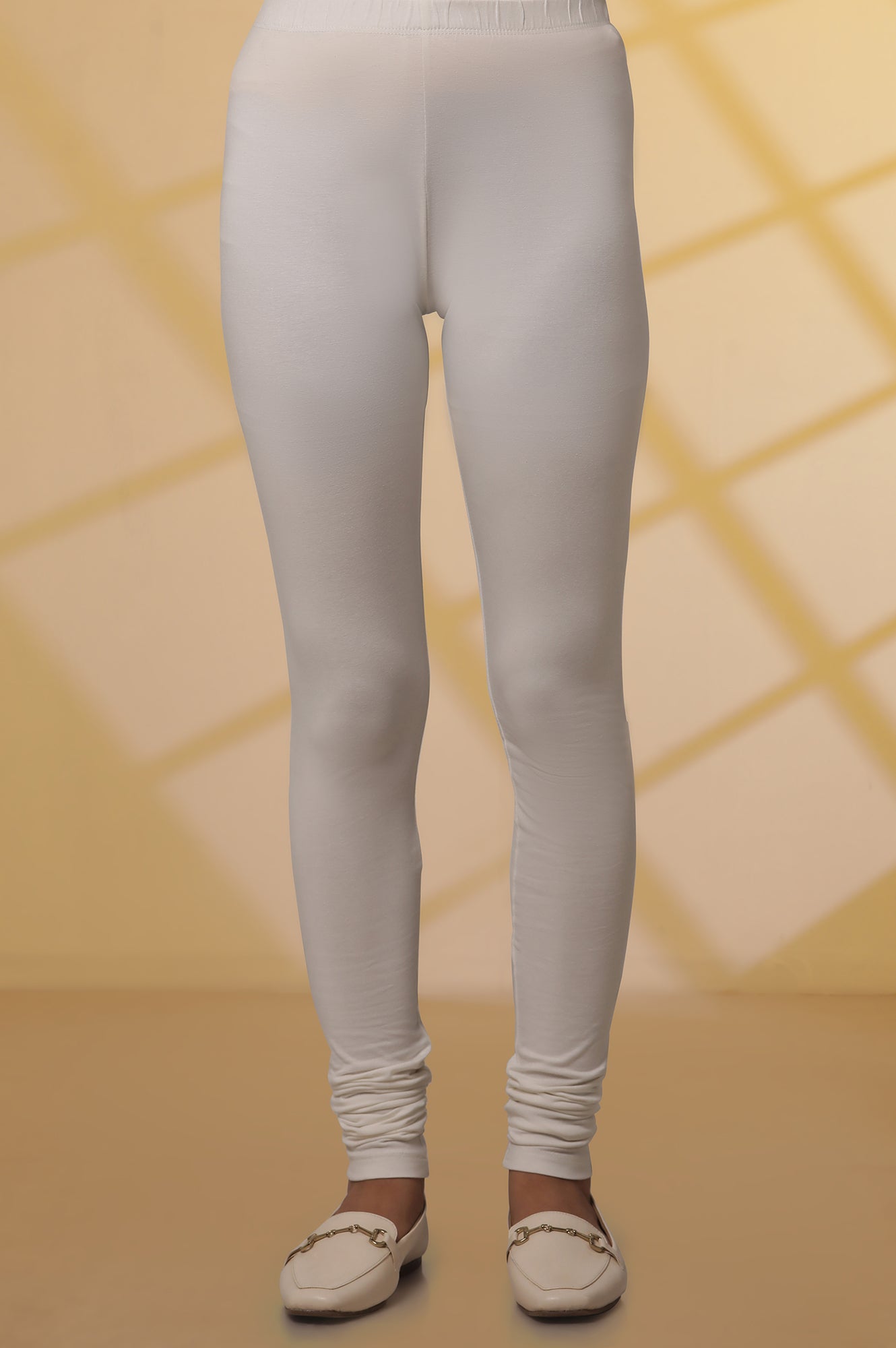 White Solid Skinny Cotton Churidar