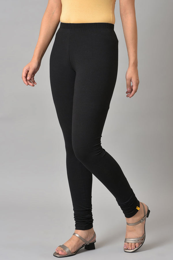 Black Cotton Lycra Churidar