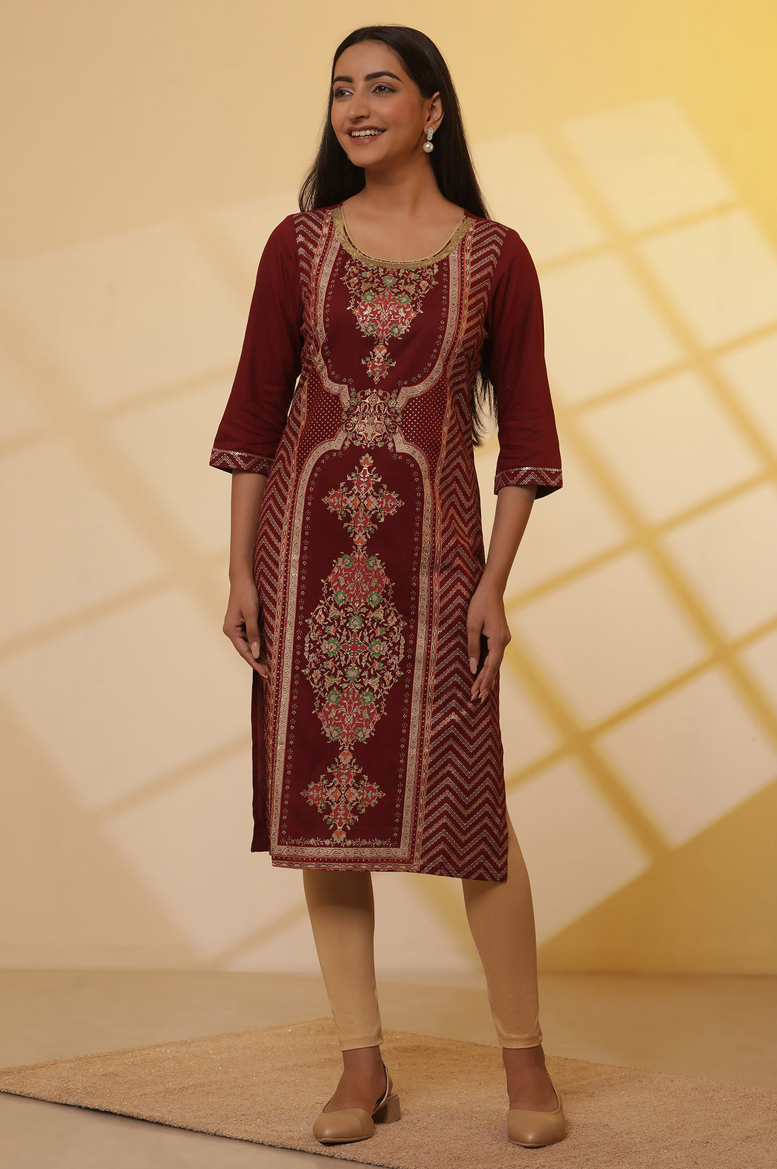 Gold Skinny Ankle Length Tights