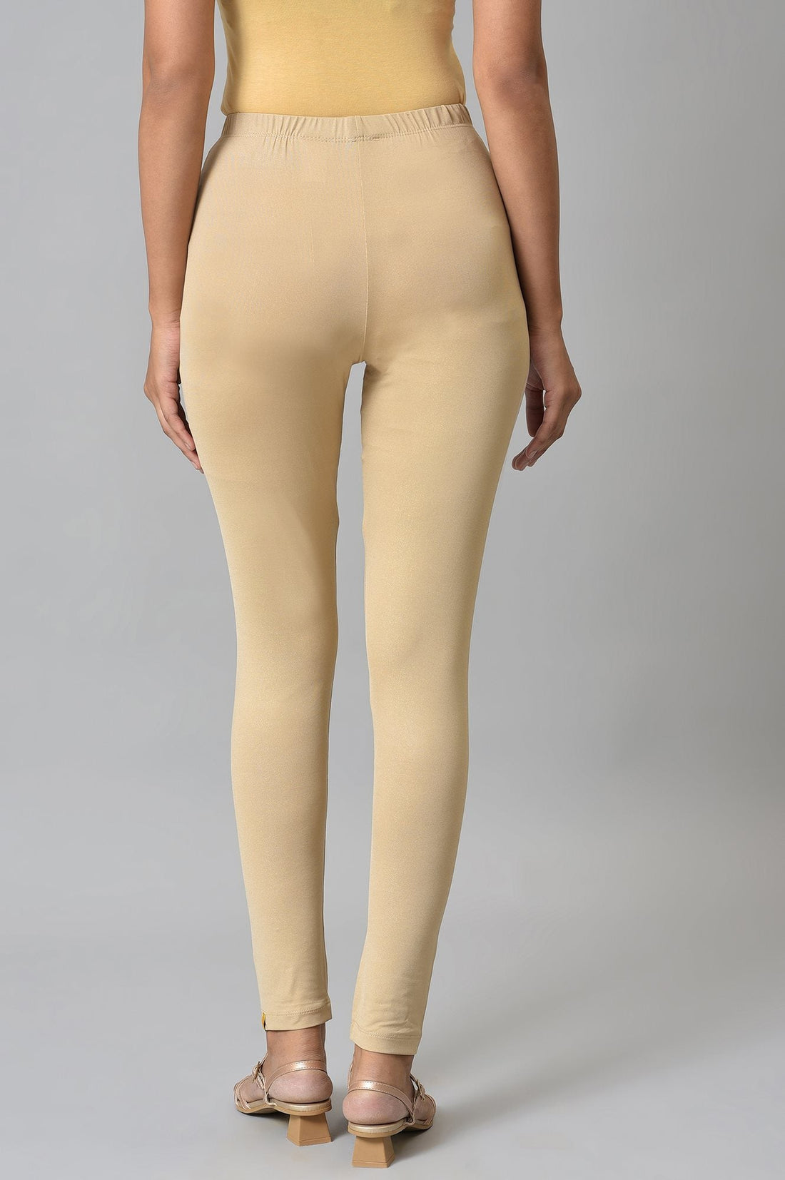 Almond Gold Solid Ankle Length Leggings
