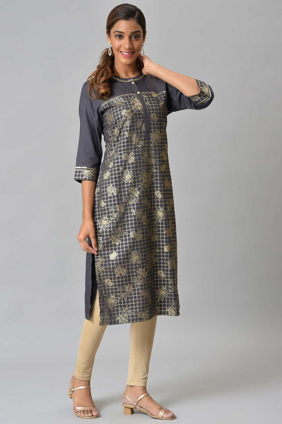 Almond Gold Solid Ankle Length Leggings