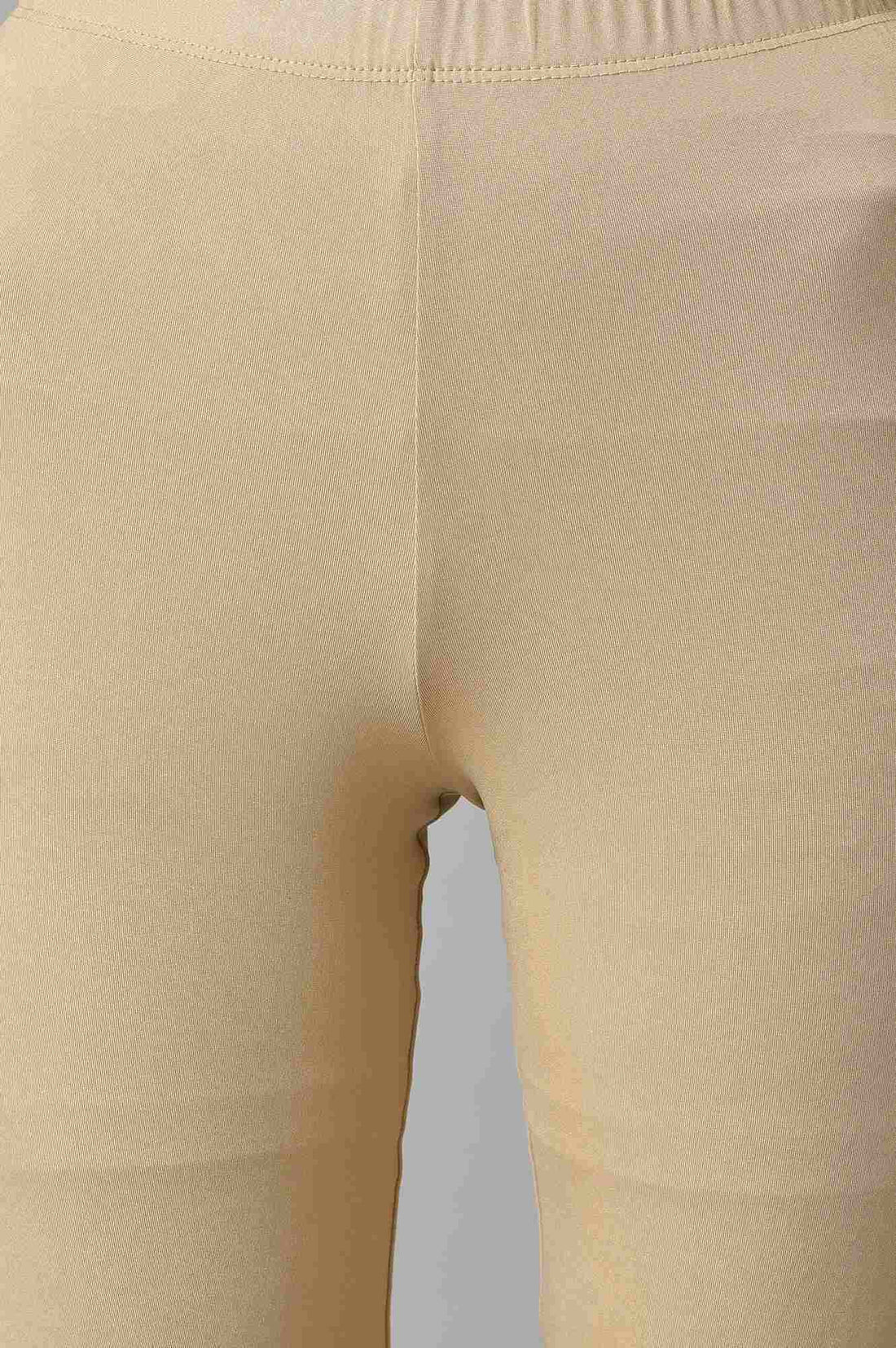 Almond Gold Solid Ankle Length Leggings