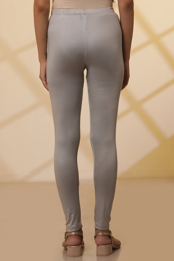 Silver Shimmer Ankle Length Leggings