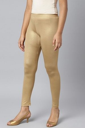 Gold Shimmer Ankle Length Leggings