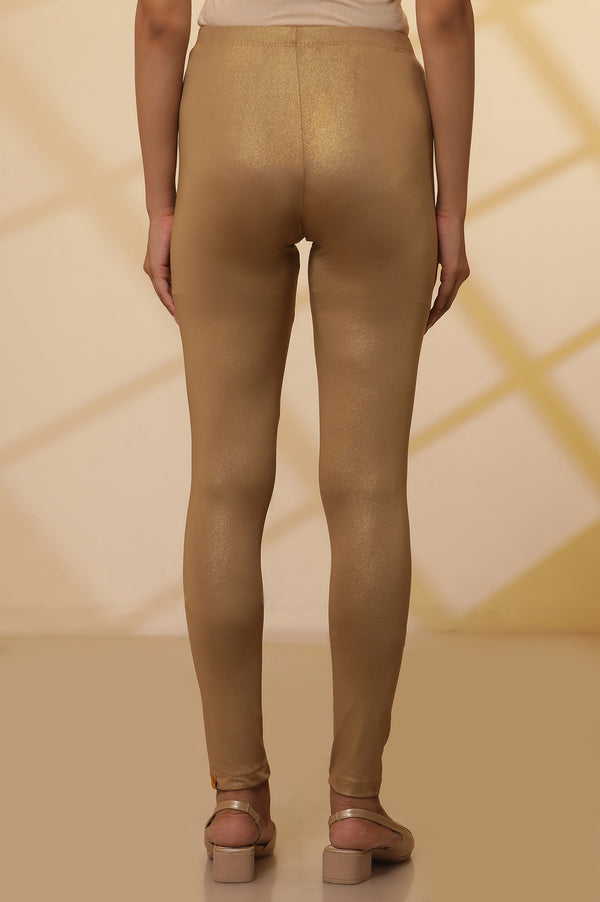 Gold Shimmer Ankle Length Leggings