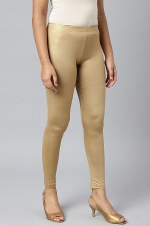 Gold Shimmer Ankle Length Leggings