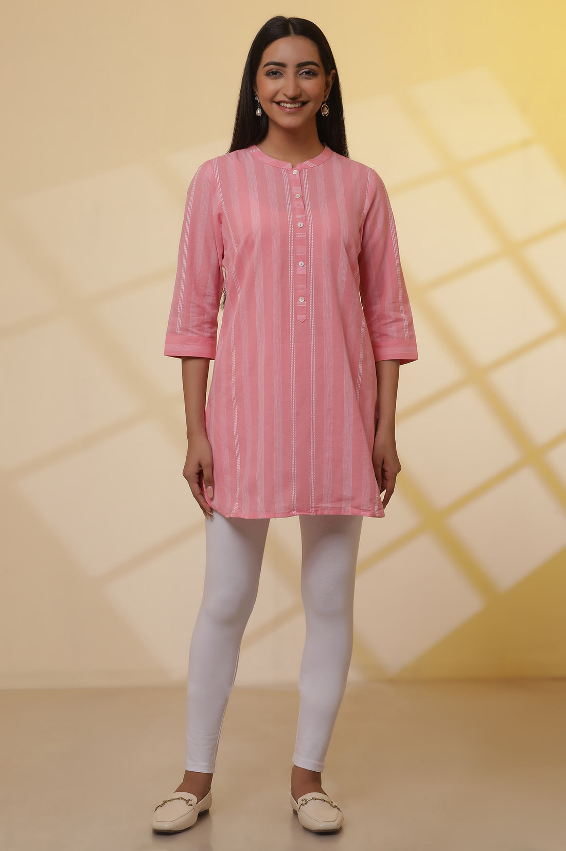 White Solid Plain Skinny Cotton Tights