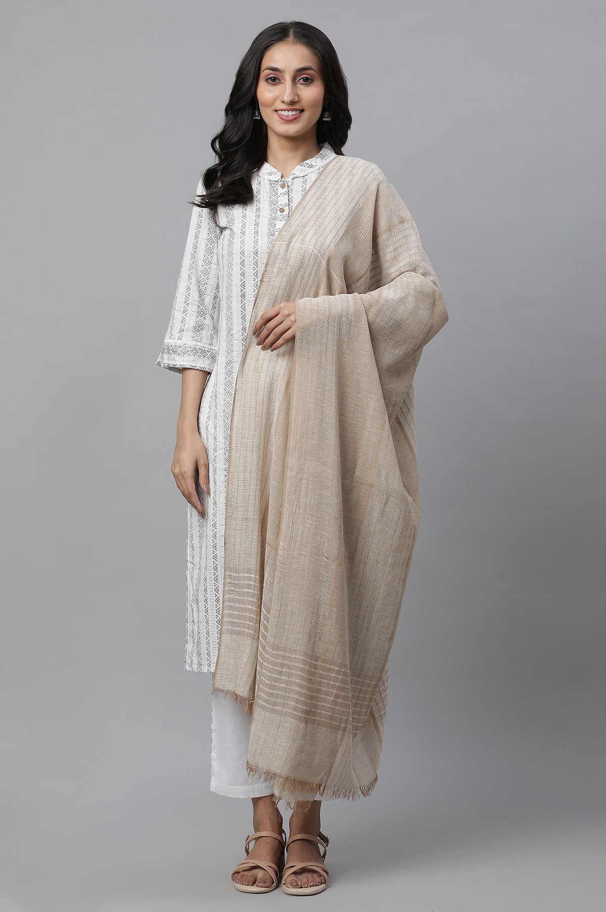 Gold Cotton South Dupatta - FS