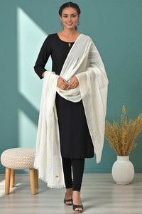 White Cotton South Dupatta
