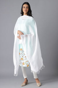 White Cotton South Dupatta
