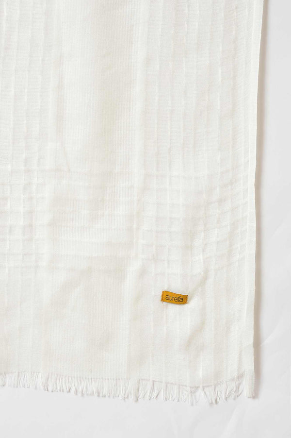 White Checker Pure Cotton Dupatta