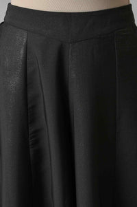 Black Solid Flared Woven Palazzo With Side Pockets
