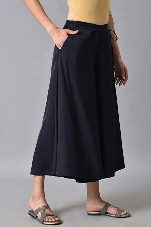 Blue Solid Culottes