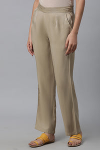 Gold Solid Women Pants