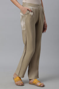 Gold Solid Women Pants