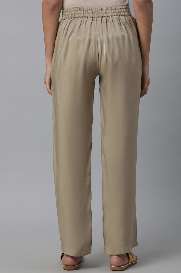 Gold Solid Women Pants