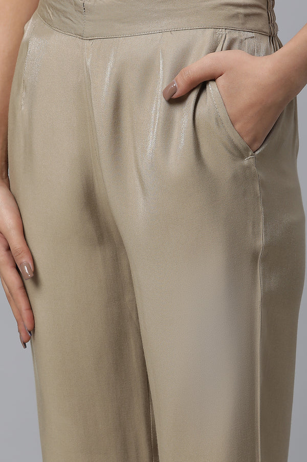 Gold Solid Women Pants