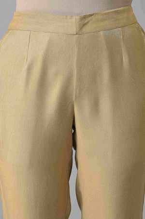 Gold Solid Women Pants