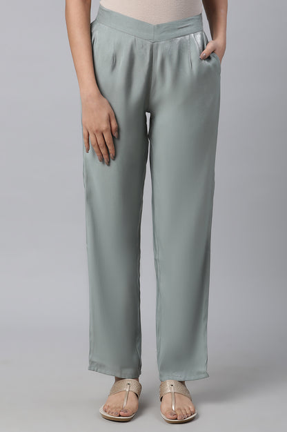 Grey Solid Women Pants