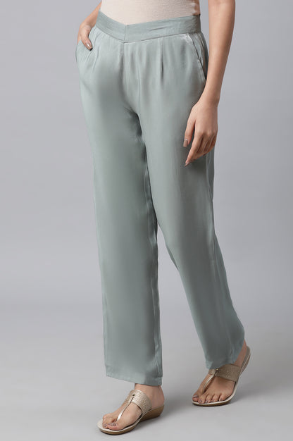 Grey Solid Women Pants