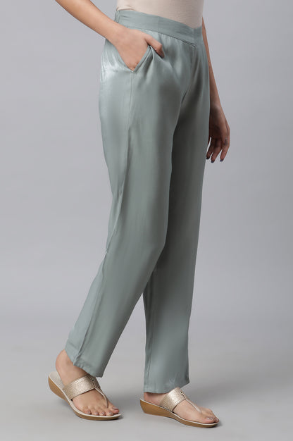 Grey Solid Women Pants