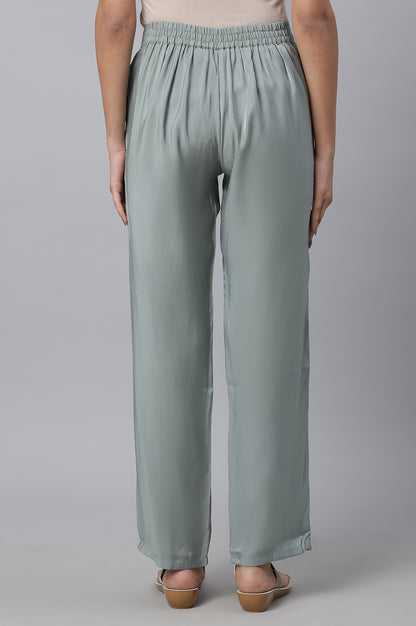 Grey Solid Women Pants