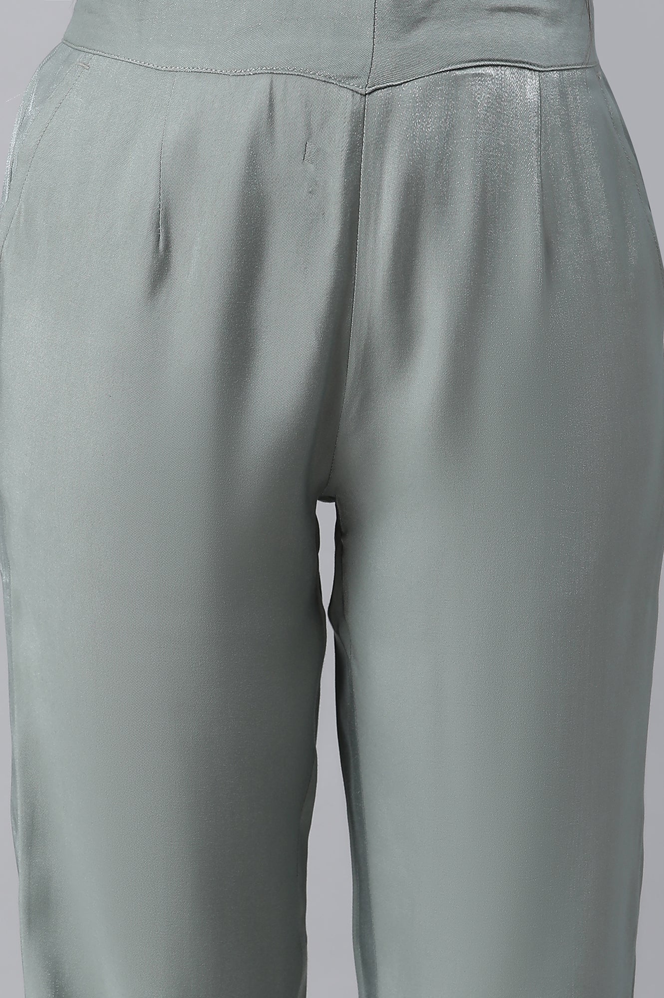 Grey Solid Women Pants