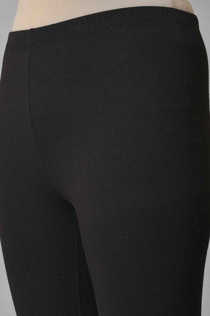 Black Knitted Solid Winter Tights