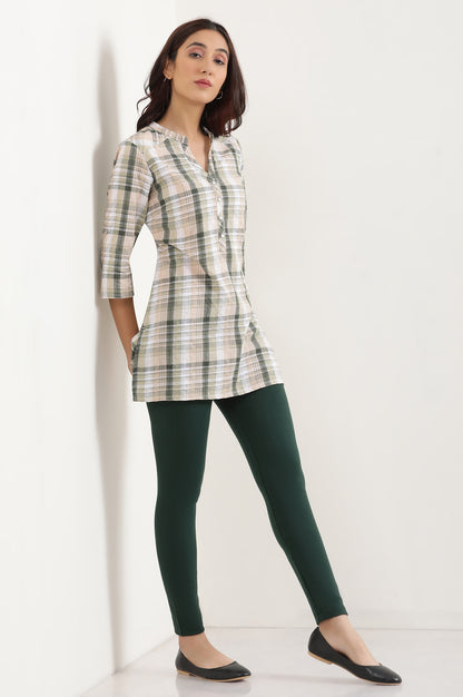 Green Knitted Solid Winter Tights