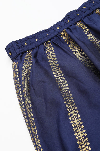 Navy Half Circle Ethnic Skirt