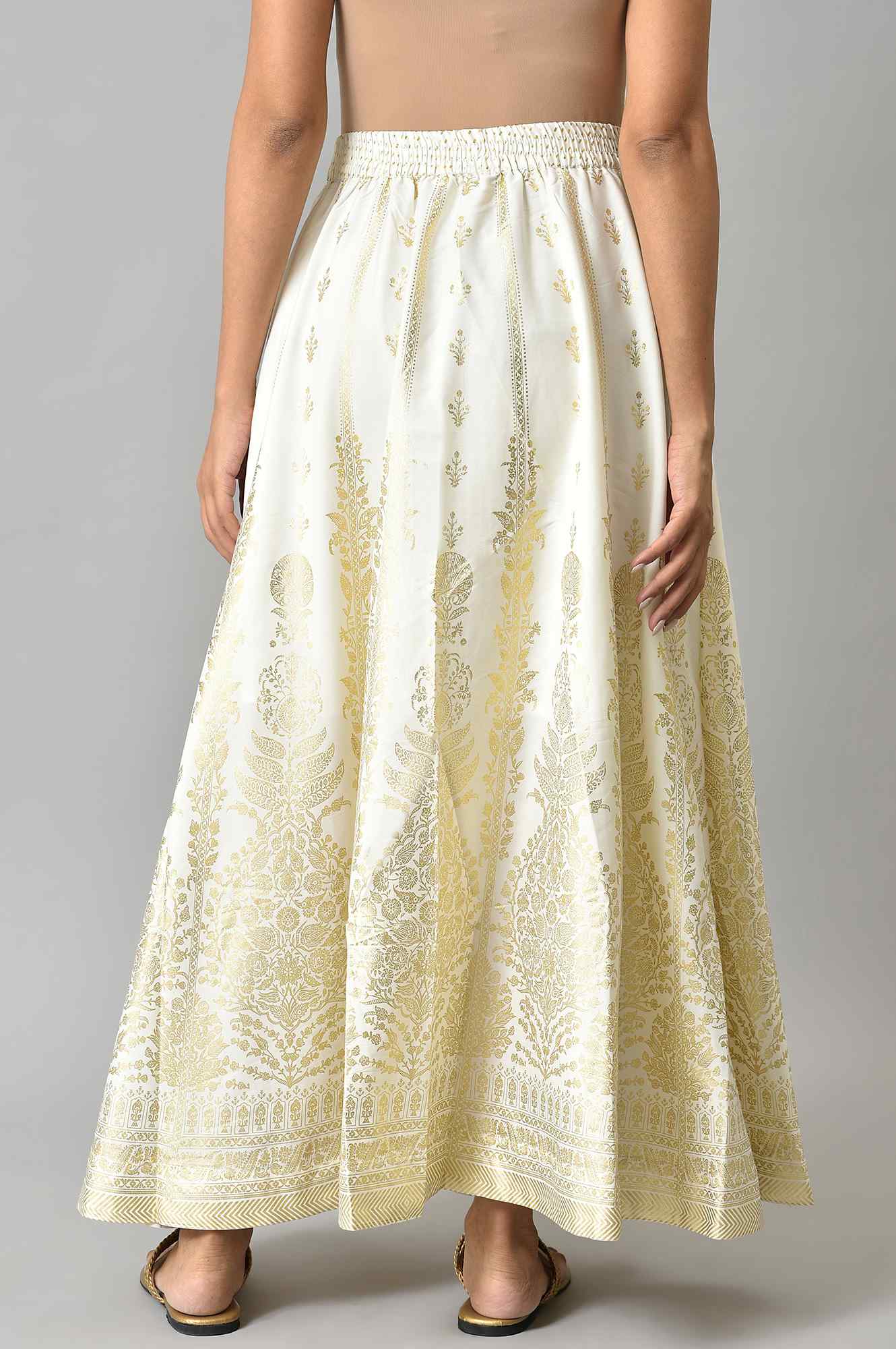 White Half Circle Ethnic Skirt