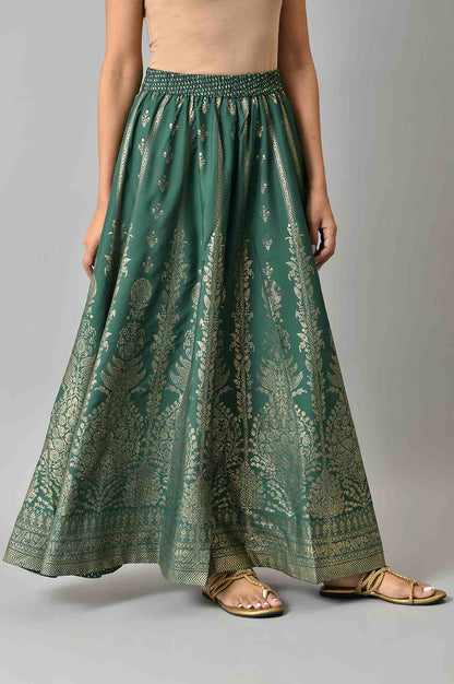 Green Half Circle Ethnic Skirt