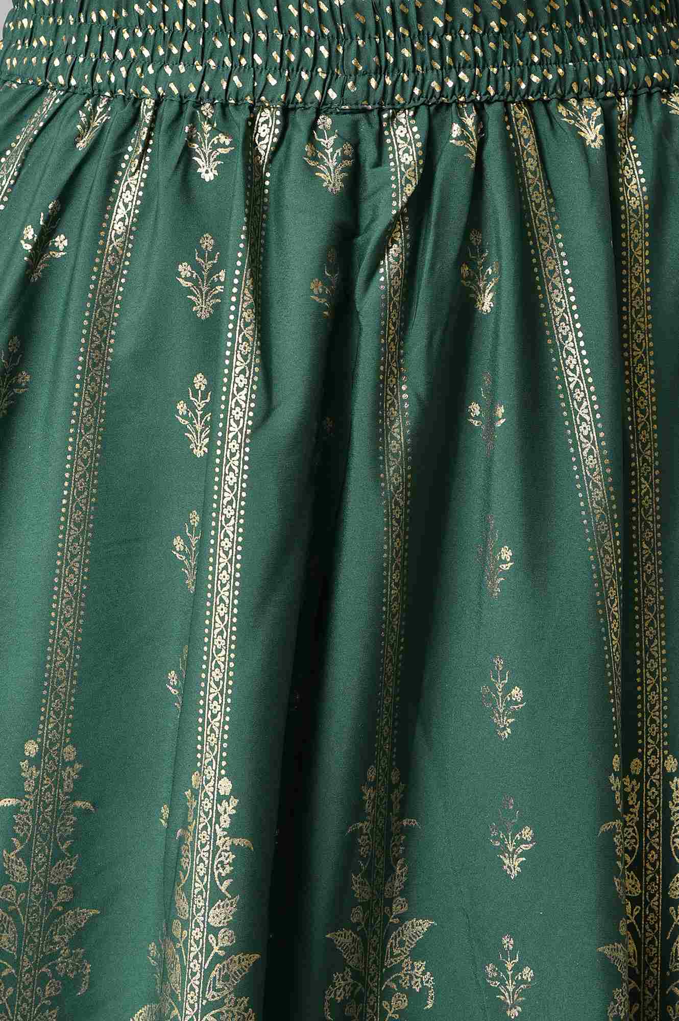 Green Half Circle Ethnic Skirt