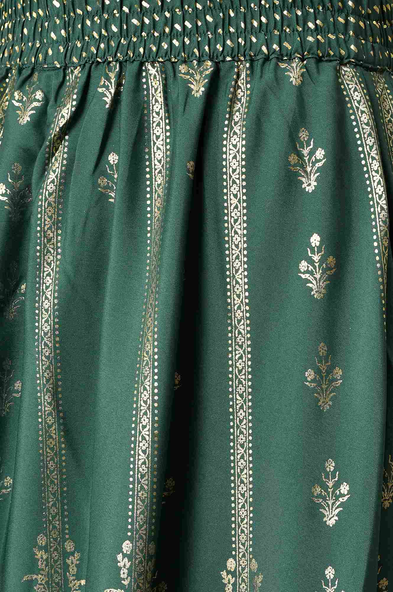 Green Half Circle Ethnic Skirt