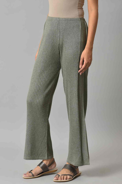 Grey Acrylic Knitted Palazzo Pants