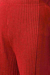 Red Acrylic Knitted Palazzo Pants