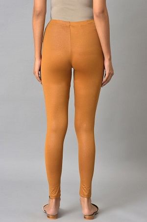 Brown Solid Skinny Fit Tights With Slip On Closure