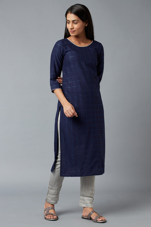 Grey Solid Straight Fit Trousers With Elasticated Waistband