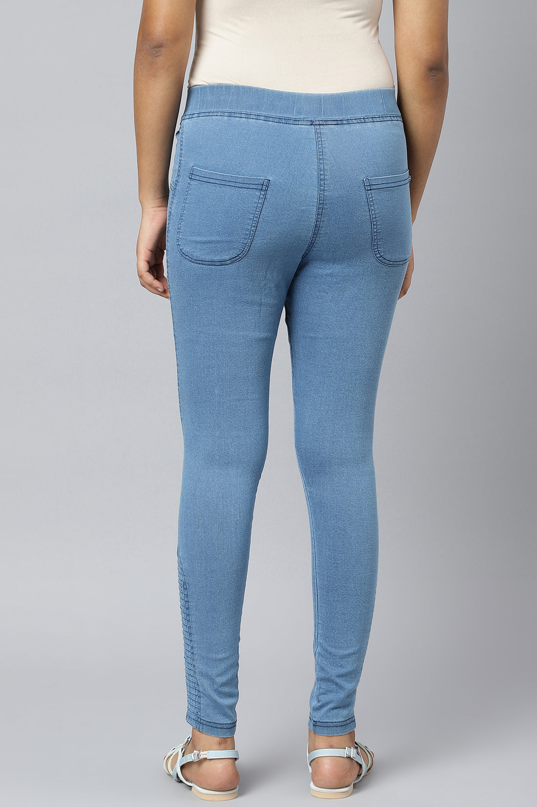 Light Blue Pintucks Denim Jeggings