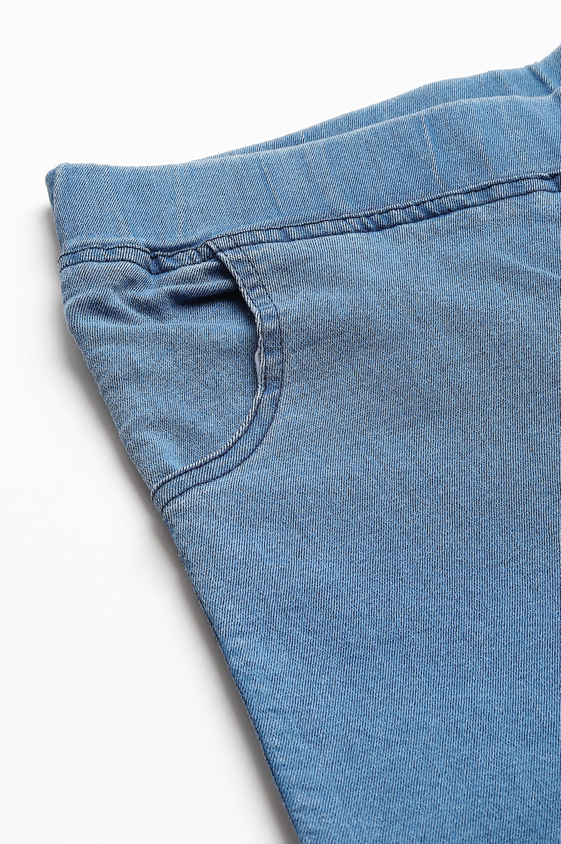 Light Blue Pintucks Denim Jeggings