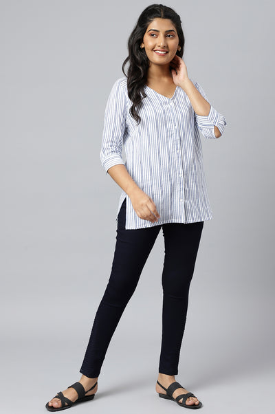Navy Blue Pintucks Denim Jeggings
