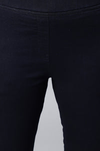 Navy Blue Pintucks Denim Jeggings