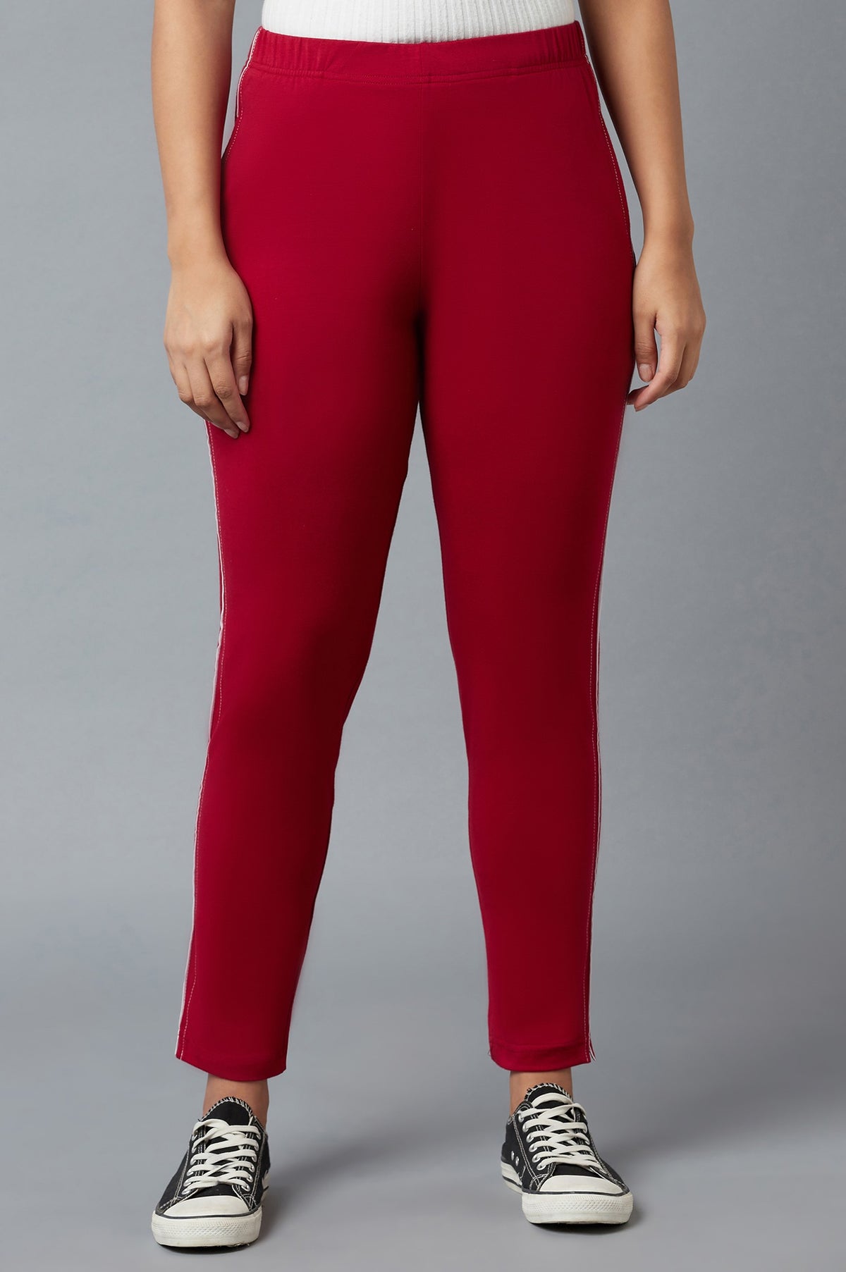Brown Ankle Length Jersy Pants - XS