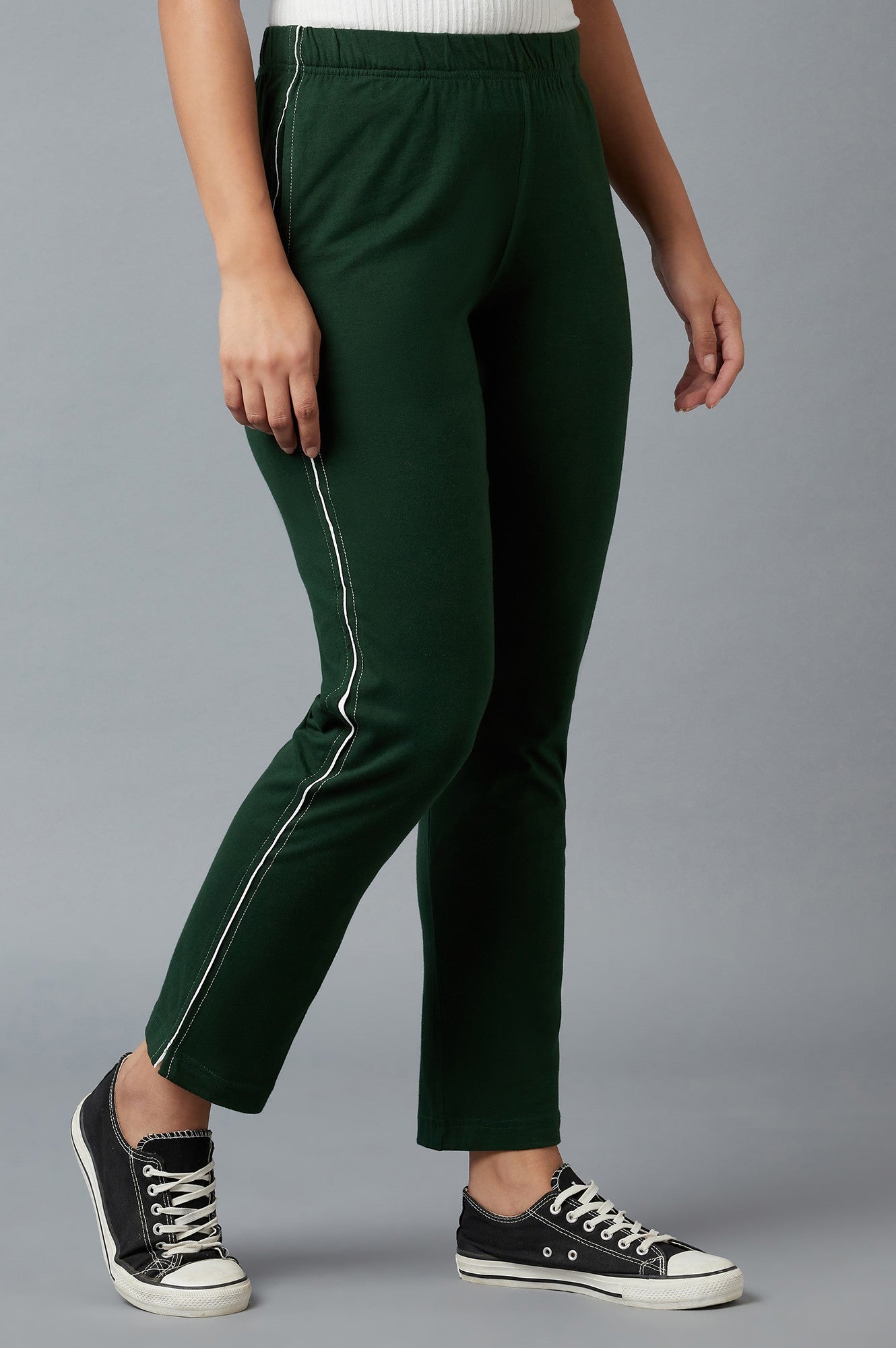 Green Ankle Length Jersy Pants