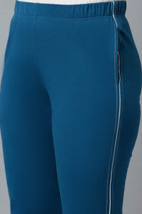 Blue Ankle Length Jersy Pants