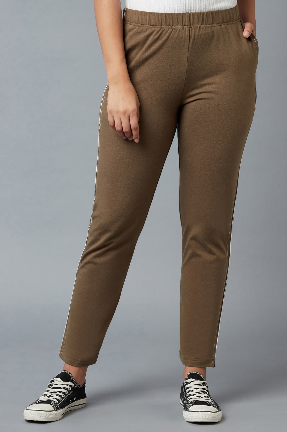 Grey Ankle Length Jersy Pants - XS