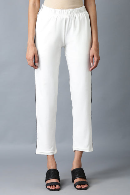 White Ankle Length Jersy Pants