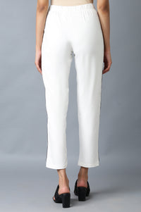 White Ankle Length Jersy Pants